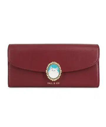 폴앤조 버건디 장지갑 고양이 장식