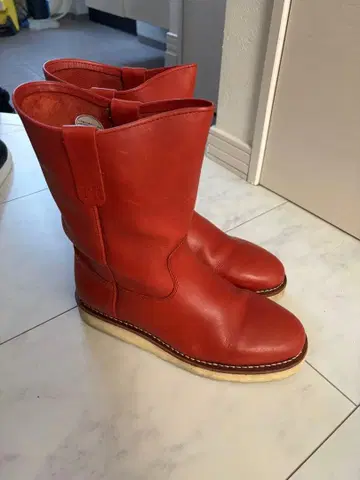 가죽 빨간색 롱 부츠 Golden Retriever