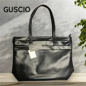 [ 미사용 ] GUSCIO 토트백 PU 가죽 블랙 A4 대응 출퇴근 통학