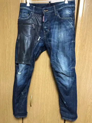 DSQUARED2 바이커 가죽 데미지 가공 데님 디스퀘어드