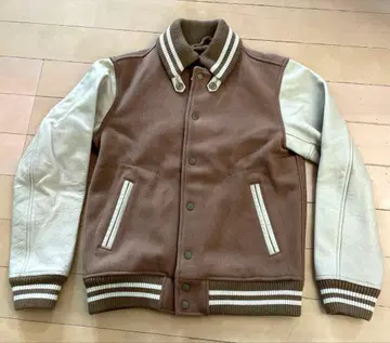 새상품급! 빔즈 소매 가죽 바시티 자켓 돈키넥 소가죽 가죽 울