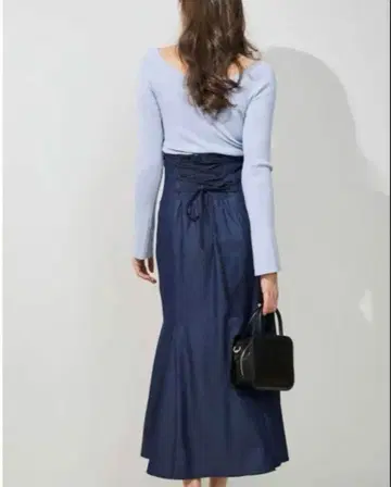 머큐리 듀오 데님 백 레이스업 스트레치 머메이드 스커트