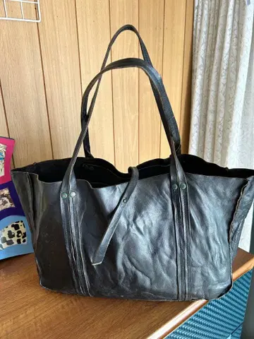 다크 브라운 가죽 토트백 빅