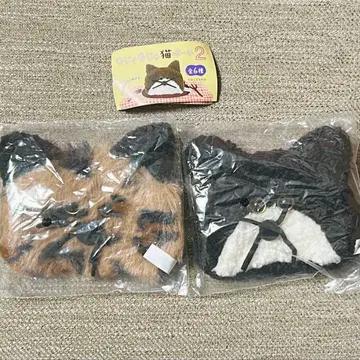 복슬복슬 고양이 파우치 2 가챠 블랙 하치와레 레오파드