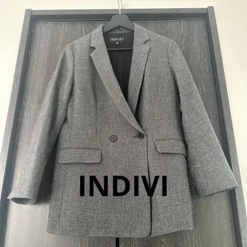 새상품급 INDIVI 인디비 츠무기트 트윌 더블 자켓 38