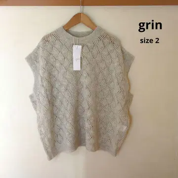 grin 리프 시스루 편직 니트 베스트