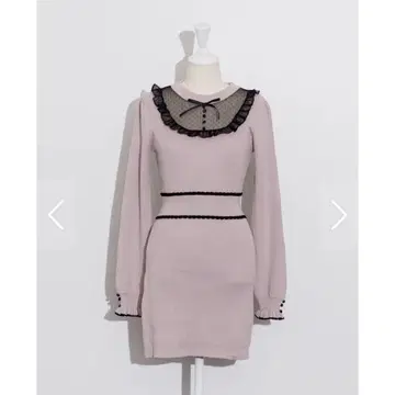 pium 피 튤 프릴 도리 니트 원피스