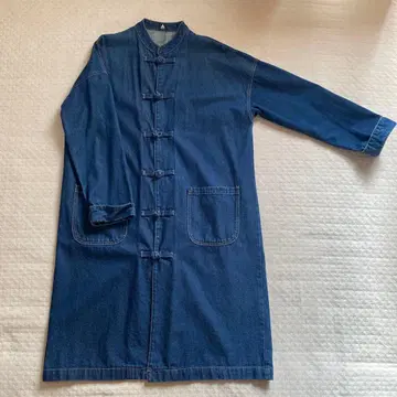 merlot 차이나 버튼 컬러 데님 코트