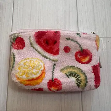 페이러 후르츠 패턴 핑크 파우치