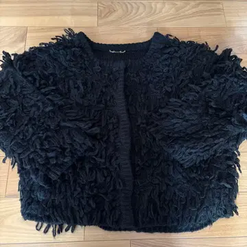 프린지 장식 블랙 가디건