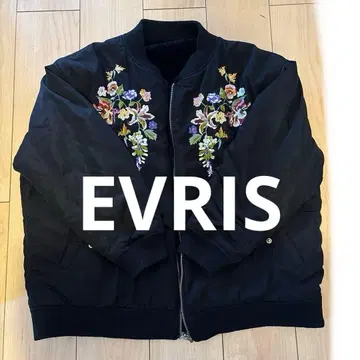 EVRIS 꽃무늬 자수 블랙 다운 자켓