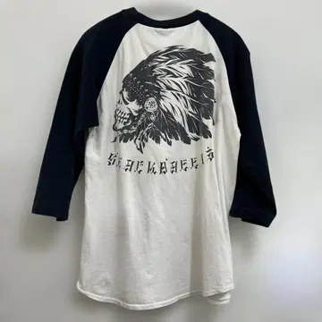 블랙달라스 T셔츠 7부 소매 네이비 컬러 소매 블랙 프린트