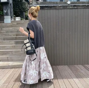 mite volume tiered sk 꽃무늬 브라운