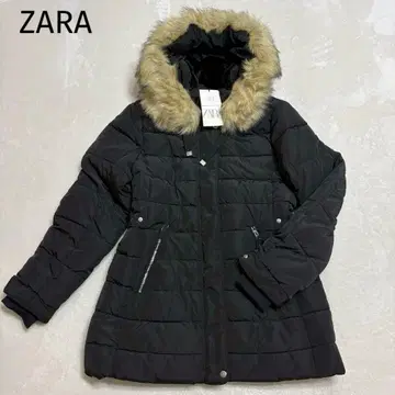미사용 ZARA 자라 퍼 다운 코트 블랙 사이즈 L