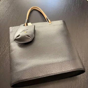 키타무라 블랙 가죽 토트백 핸드백