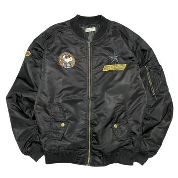 피넛 스누피 MA-1 플라이트 자켓 아우터 자수 블랙