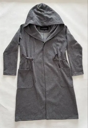 LOUNIE 후드 부착 그레이 롱 코트 38