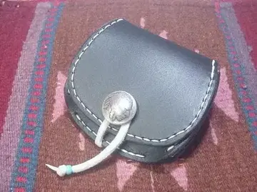 새들 레더 코인 케이스 / 블랙 네이비 5센트 콤마 핸드메이드