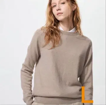 [이번 시즌 새상품] 캐시미어 크루넥 스웨터 베이지 L