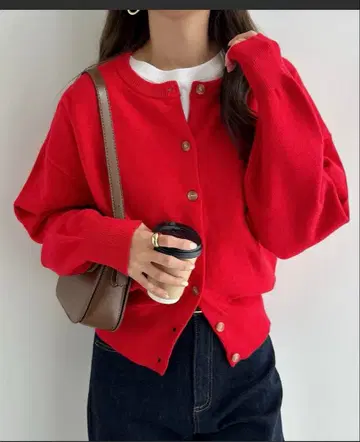 andme 가디건 L 사이즈 레드