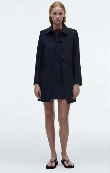 ZARA 자라 코트 네이비 8529/558 트렌치 자켓 미들
