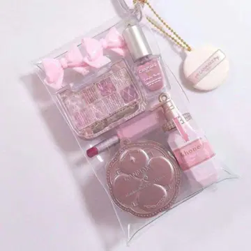 귀여운 핑크 베이지 화장품 가챠 채운 파우치 미니어처 리멘트