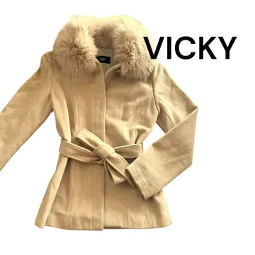 VICKY 비키 퍼 고급스러움 베이지 퍼 코트 1