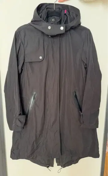 ARMANI EXCHANGE 후드 부착 롱 블랙 코트