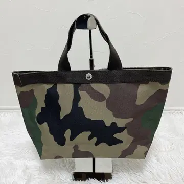 새상품급 에르베샤 펠리에 스퀘어 토트 M 코듀라 카모플라주 704W