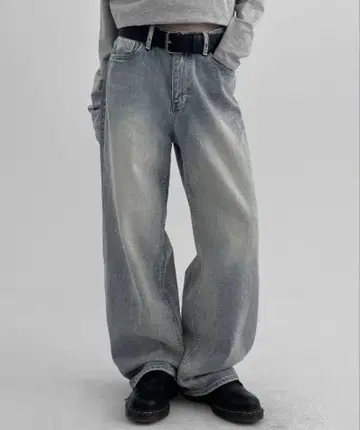 블랙 업 아이비 워시 와이드 데님 팬츠