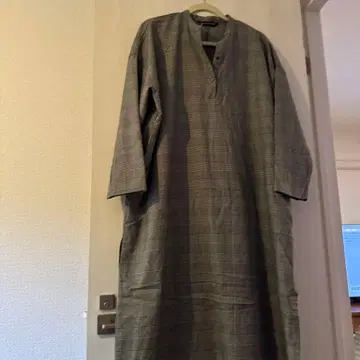 mizuiro ind 그레이 계열 체크 롱 셔츠 원피스