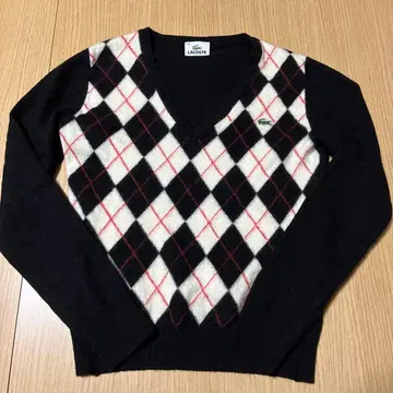 라코스테 아가일 무늬 니트 스웨터 울100 긴팔