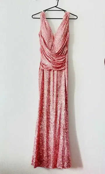 핑크 스팽글 롱 드레스