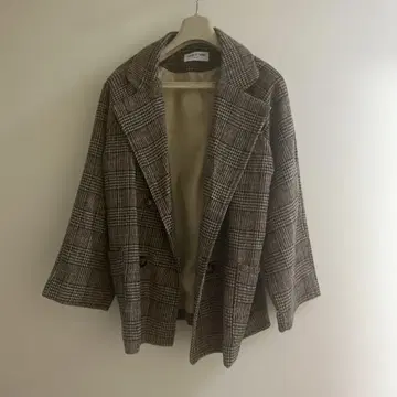 체크 무늬 테일러드 자켓 L 사이즈
