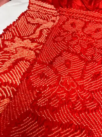 어린이 빨간색 오비 장식 천 순수 실크 2개 세트