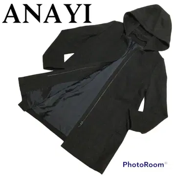 ANAYI 아나이 롱 코트 울 95% 후드 탈부착 가능 36 S