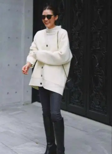 ELLLE 엘리 부클 니트 가디건