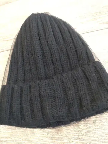 CA4LA 튤 니트 모자 블랙