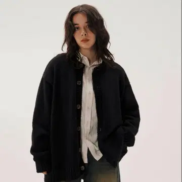 미스터 크레페 크루넥 가디건 블랙 M 사이즈