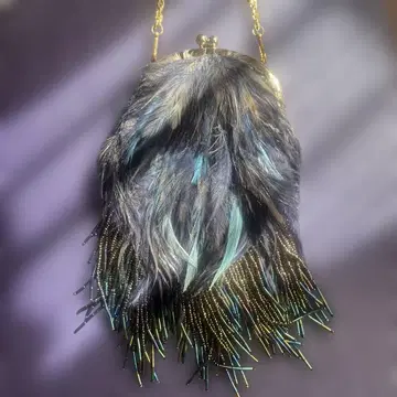 깃털과 비즈의 클러치백