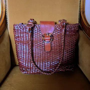 천연 가죽 뜨개질 숄더백 바구니 백 여성용