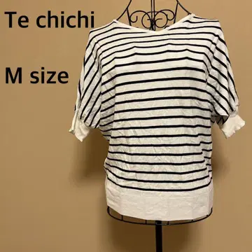 [ Te chichi ] 보더 돌먼 상의/V넥/5부 기장/화이트