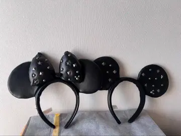 스터드 장식 블랙 미니 마우스 귀 머리띠 2개 세트