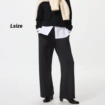 택 포함 새상품 웜 플리스 스트레이트 팬츠 블랙 Lsize