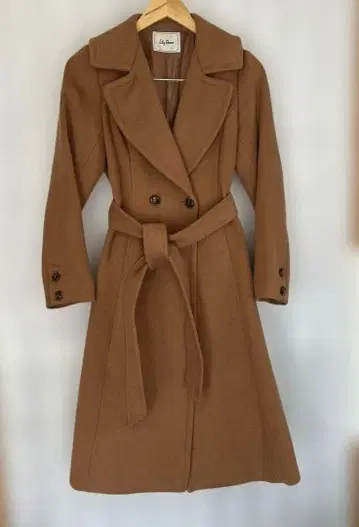 Lily Brown 카멜 더블 브레스트 롱 코트