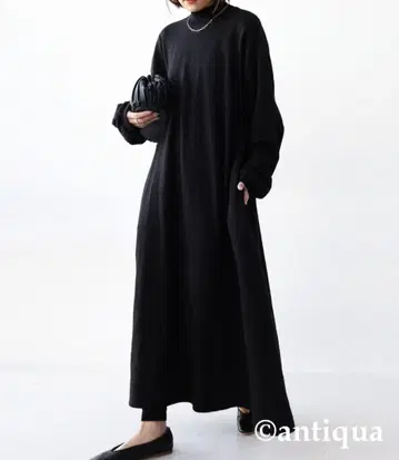 블랙 롱 원피스 티셔츠 긴팔