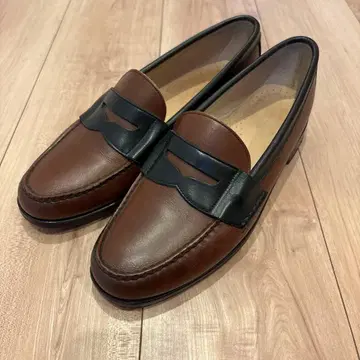 G.H.BASS&CO. 브라운 블랙 천연 가죽 코인 로퍼 28cm