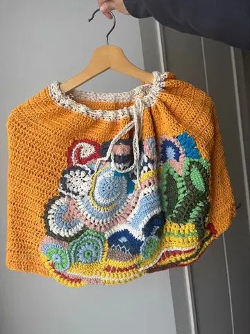 컬러풀 크로셰 뜨개질 니트 머플러 스커트