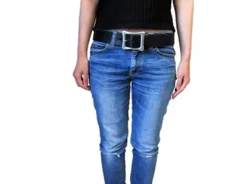 도치기 가죽 벨트 (블랙) 니켈 바렐 도금 버클 40mm 폭 통가죽