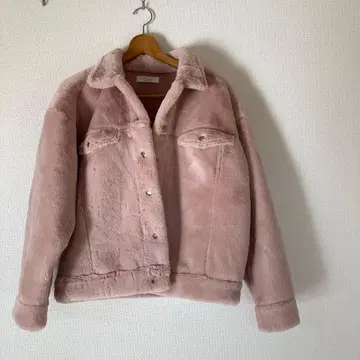 무스탕 코트 자켓 블루종 퍼 핑크